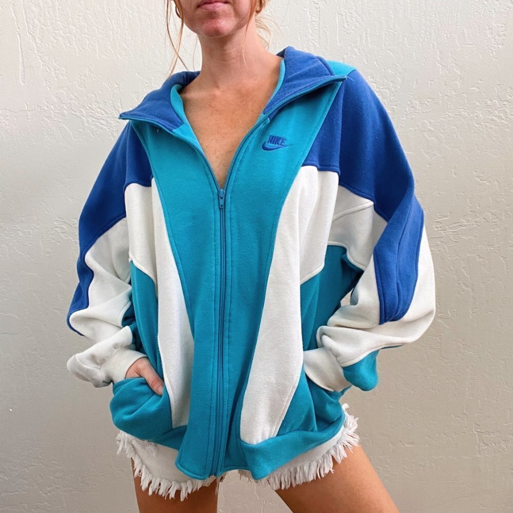 Vintage 1980s/90s Retro Color Block Nike Zip Up Sweatshirt